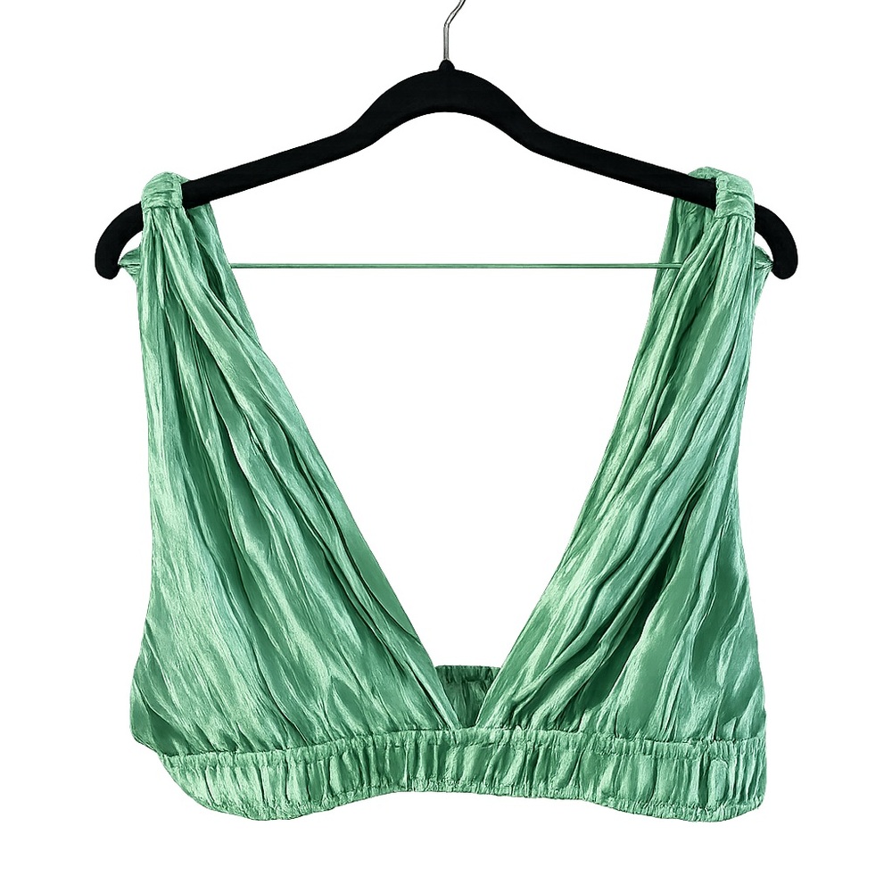 Princess Polly Green Satin V-Neck Bralette